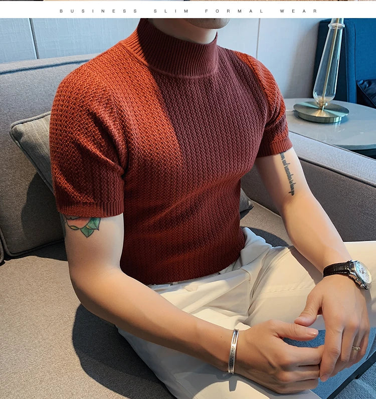 Men’s Slim Fit Turtleneck Sweater – Korean Style Casual Pullover for Autumn & Winter, Luxury Knitwear Available up to 4XL