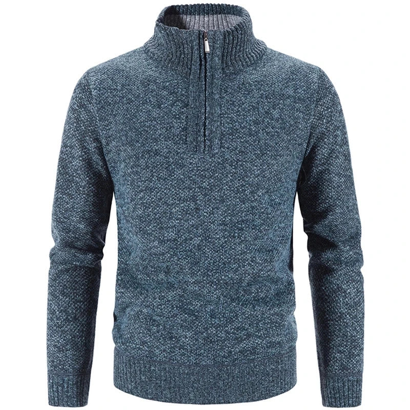 Men’s Warm Half-Zip Turtleneck Sweater – Thick Fleece Knit Pullover for Winter & Spring | Slim Fit Wool Jumper 3XL