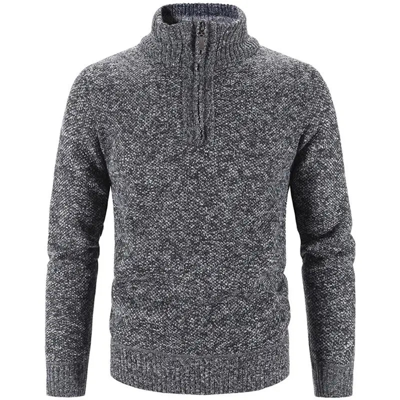 Men’s Warm Half-Zip Turtleneck Sweater – Thick Fleece Knit Pullover for Winter & Spring | Slim Fit Wool Jumper 3XL