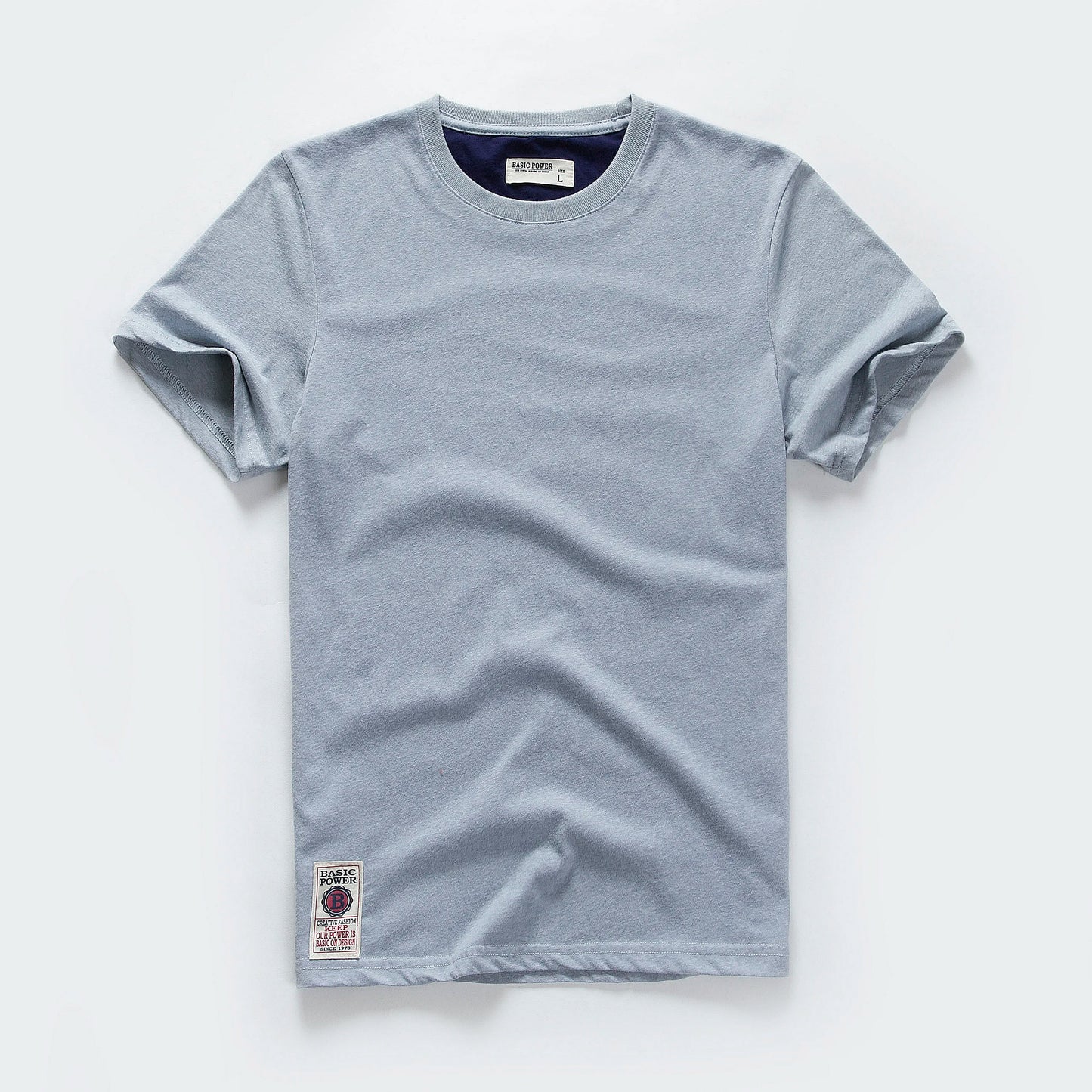 New Men's Cotton Solid Color Short Sleeve T-Shirt – Multi Pure Colors, Fancy Yarn Fabric in Wine, White, and Blue
