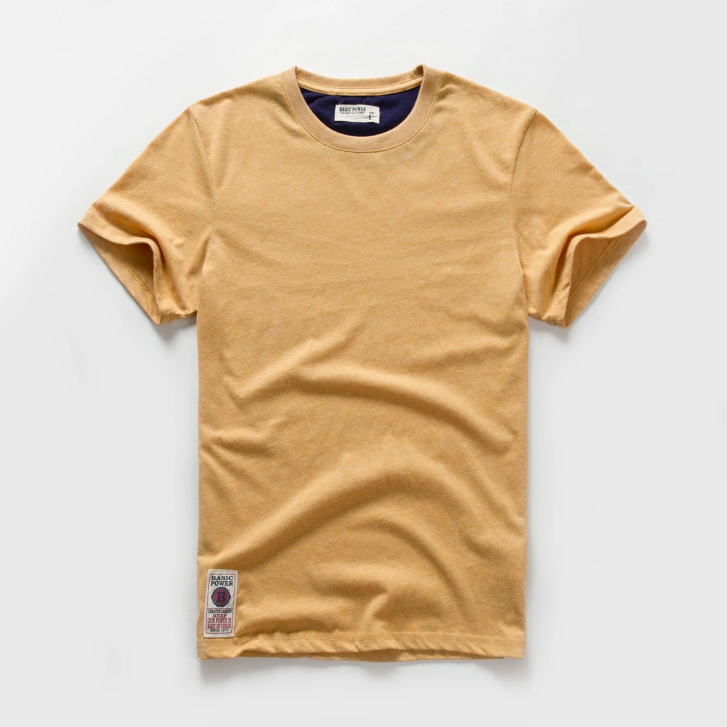 New Men's Cotton Solid Color Short Sleeve T-Shirt – Multi Pure Colors, Fancy Yarn Fabric in Wine, White, and Blue