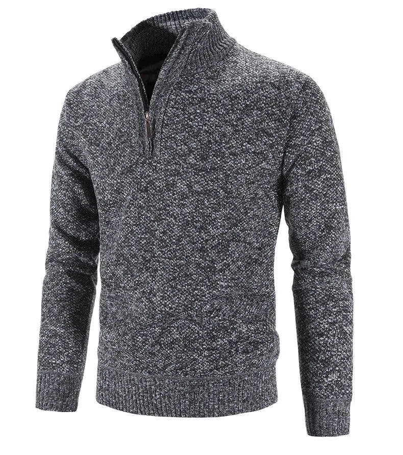 Men’s Warm Half-Zip Turtleneck Sweater – Thick Fleece Knit Pullover for Winter & Spring | Slim Fit Wool Jumper 3XL