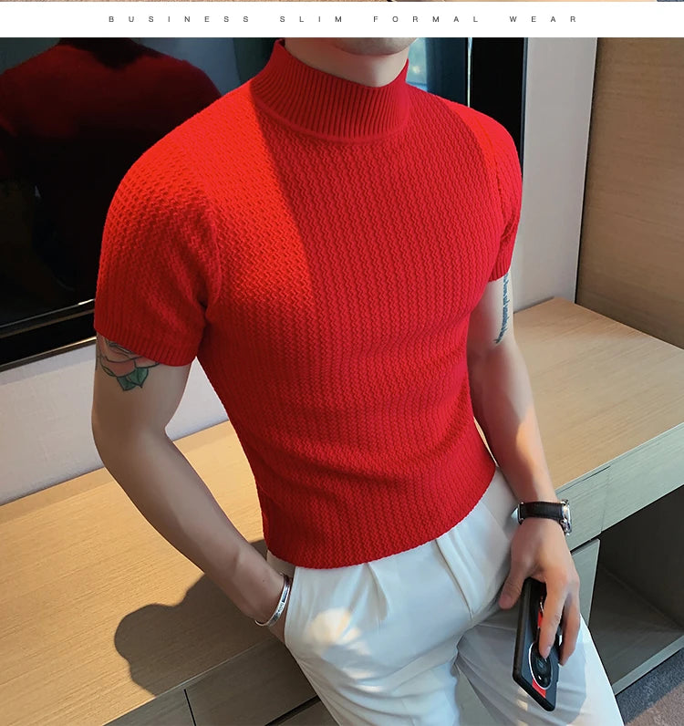 Men’s Slim Fit Turtleneck Sweater – Korean Style Casual Pullover for Autumn & Winter, Luxury Knitwear Available up to 4XL