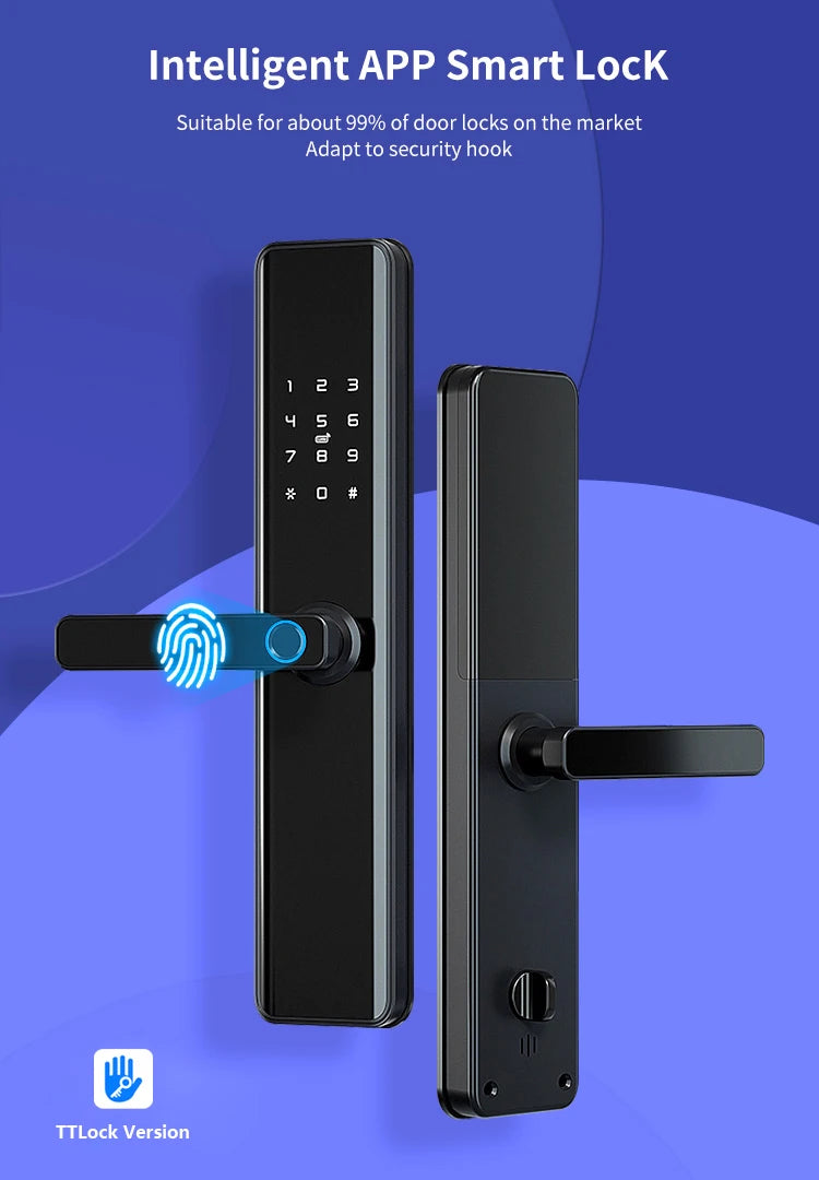 Waterproof TTLock Smart Bluetooth Door Lock – Biometric Fingerprint, Digital Code, WiFi-Enabled Electronic Intelligent Lock