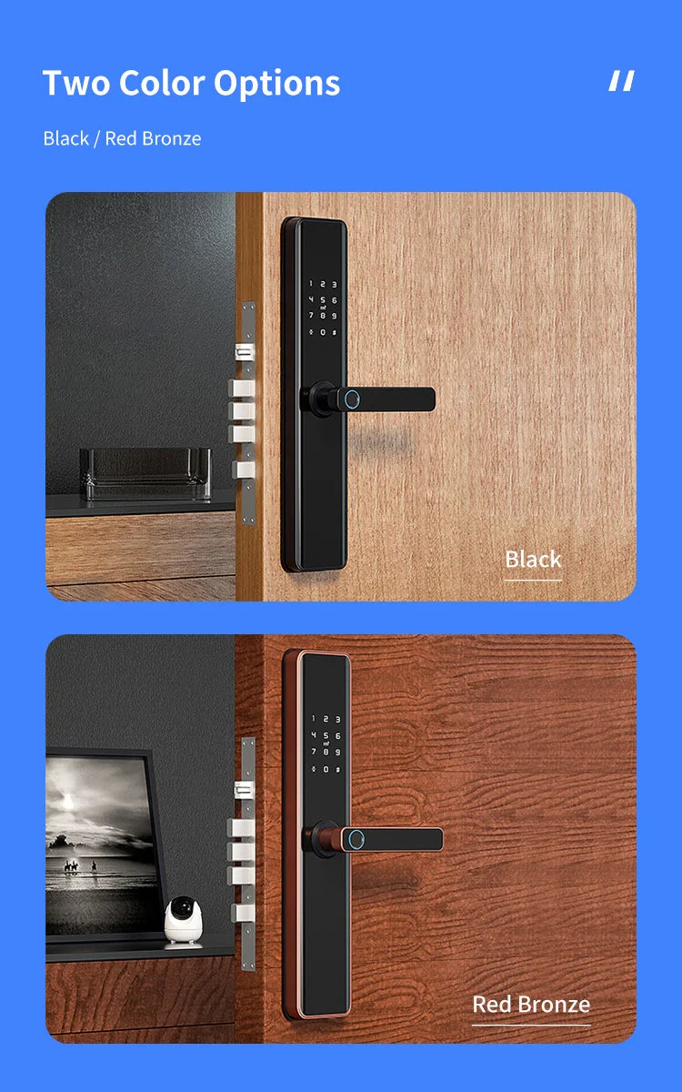Waterproof TTLock Smart Bluetooth Door Lock – Biometric Fingerprint, Digital Code, WiFi-Enabled Electronic Intelligent Lock
