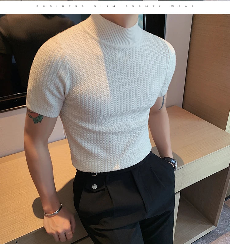 Men’s Slim Fit Turtleneck Sweater – Korean Style Casual Pullover for Autumn & Winter, Luxury Knitwear Available up to 4XL
