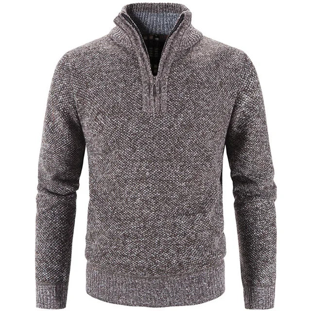 Men’s Warm Half-Zip Turtleneck Sweater – Thick Fleece Knit Pullover for Winter & Spring | Slim Fit Wool Jumper 3XL