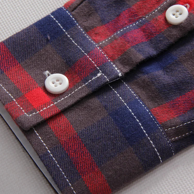 2024 New Men's Plus Size Plaid Button-Down Shirt – Long Sleeve Casual Checkered Shirt 5XL Fashion Top
