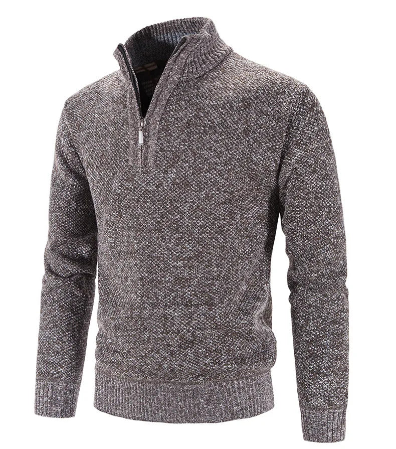 Men’s Warm Half-Zip Turtleneck Sweater – Thick Fleece Knit Pullover for Winter & Spring | Slim Fit Wool Jumper 3XL