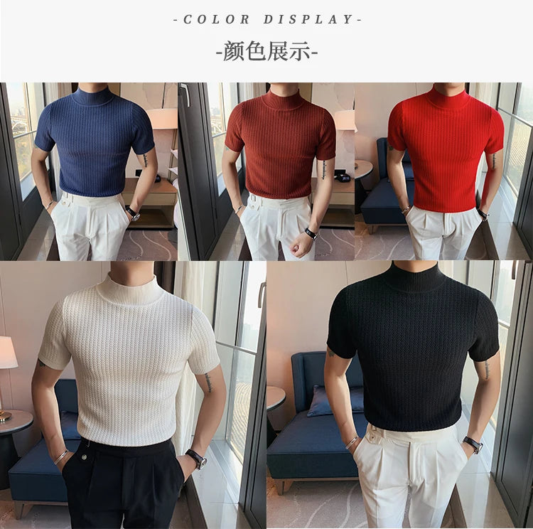 Men’s Slim Fit Turtleneck Sweater – Korean Style Casual Pullover for Autumn & Winter, Luxury Knitwear Available up to 4XL