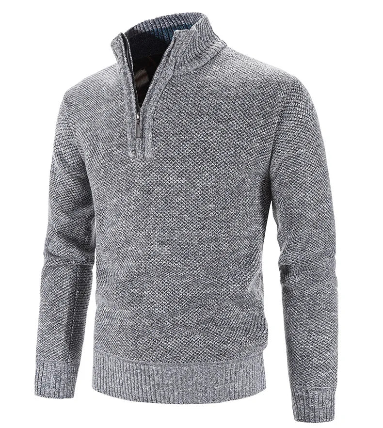 Men’s Warm Half-Zip Turtleneck Sweater – Thick Fleece Knit Pullover for Winter & Spring | Slim Fit Wool Jumper 3XL