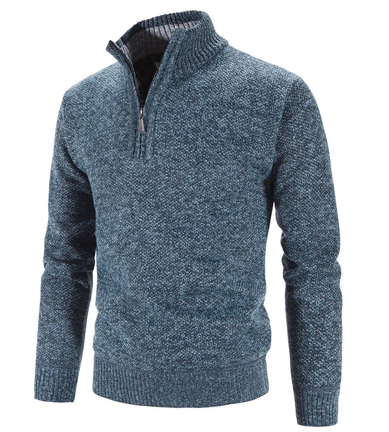 Men’s Warm Half-Zip Turtleneck Sweater – Thick Fleece Knit Pullover for Winter & Spring | Slim Fit Wool Jumper 3XL