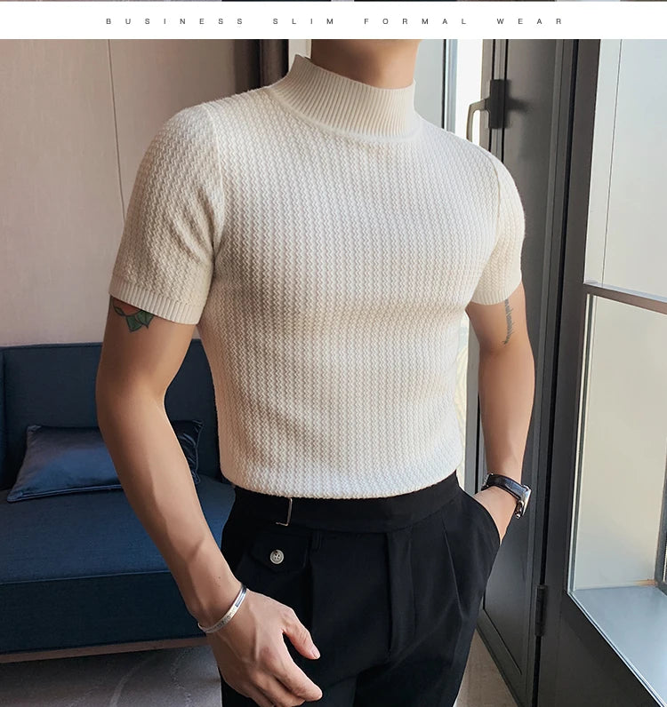 Men’s Slim Fit Turtleneck Sweater – Korean Style Casual Pullover for Autumn & Winter, Luxury Knitwear Available up to 4XL