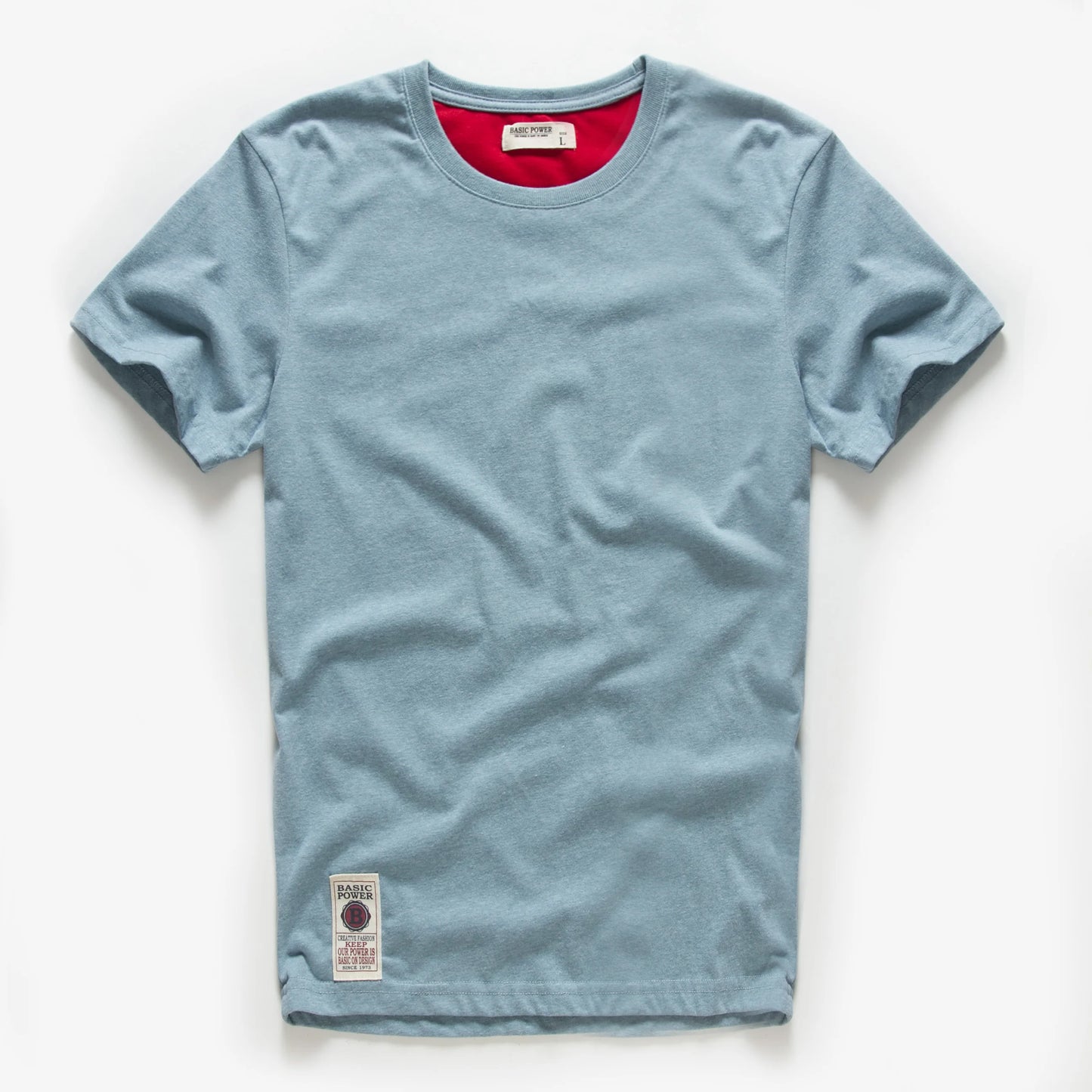 New Men's Cotton Solid Color Short Sleeve T-Shirt – Multi Pure Colors, Fancy Yarn Fabric in Wine, White, and Blue