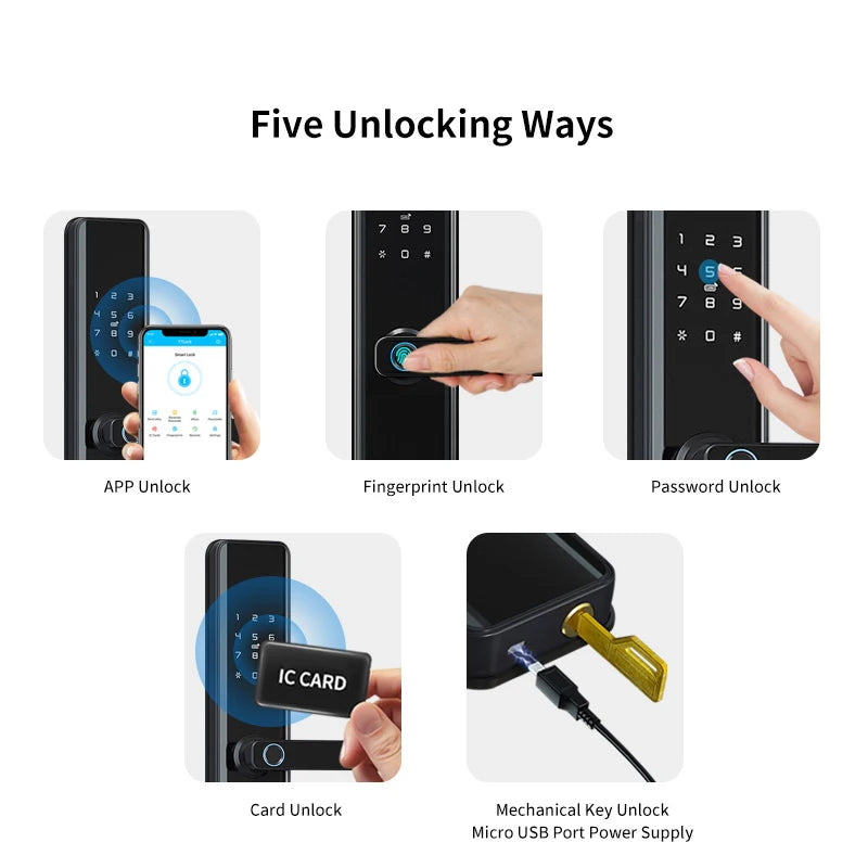 Waterproof TTLock Smart Bluetooth Door Lock – Biometric Fingerprint, Digital Code, WiFi-Enabled Electronic Intelligent Lock