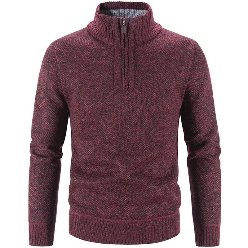 Men’s Warm Half-Zip Turtleneck Sweater – Thick Fleece Knit Pullover for Winter & Spring | Slim Fit Wool Jumper 3XL