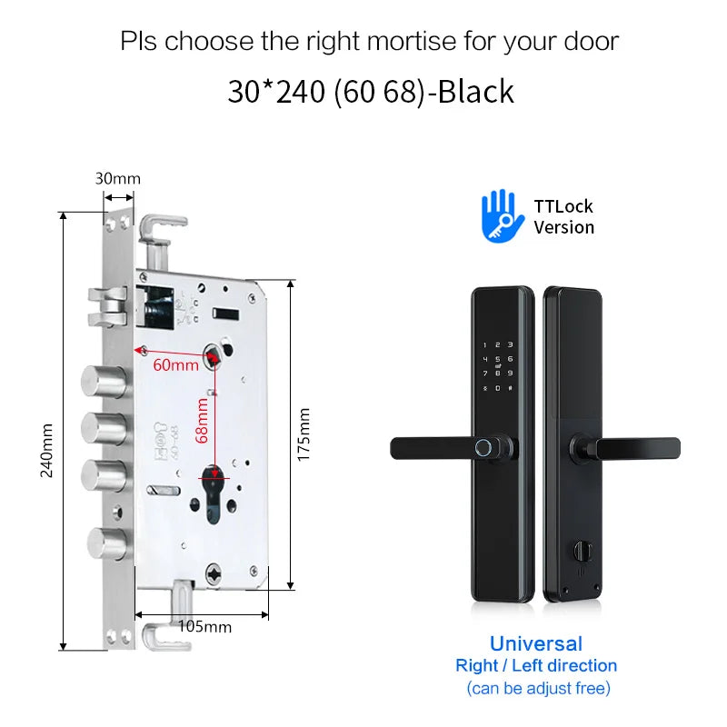 Waterproof TTLock Smart Bluetooth Door Lock – Biometric Fingerprint, Digital Code, WiFi-Enabled Electronic Intelligent Lock