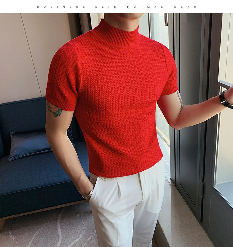Men’s Slim Fit Turtleneck Sweater – Korean Style Casual Pullover for Autumn & Winter, Luxury Knitwear Available up to 4XL