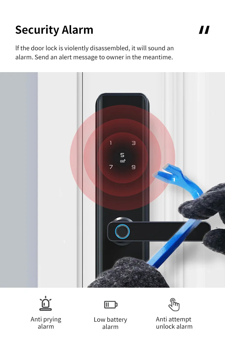 Waterproof TTLock Smart Bluetooth Door Lock – Biometric Fingerprint, Digital Code, WiFi-Enabled Electronic Intelligent Lock