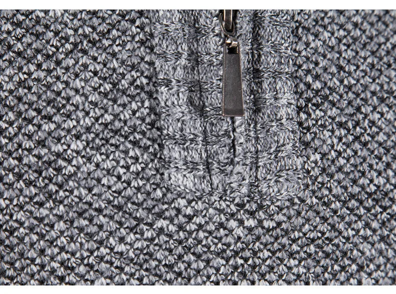 Men’s Warm Half-Zip Turtleneck Sweater – Thick Fleece Knit Pullover for Winter & Spring | Slim Fit Wool Jumper 3XL