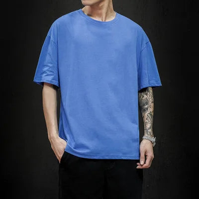 Men’s Oversized Hip-Hop T-Shirt – Summer Solid Color Streetwear Cotton Tee, Casual Short Sleeve Fashion Top