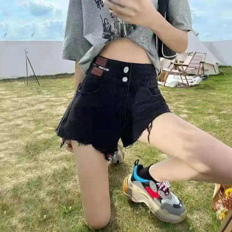 High-Waisted Lace Trim Denim Shorts – Cute Korean Style for Everyday Comfort & Style