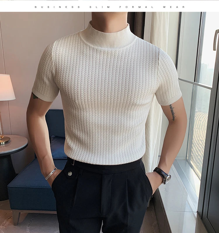 Men’s Slim Fit Turtleneck Sweater – Korean Style Casual Pullover for Autumn & Winter, Luxury Knitwear Available up to 4XL
