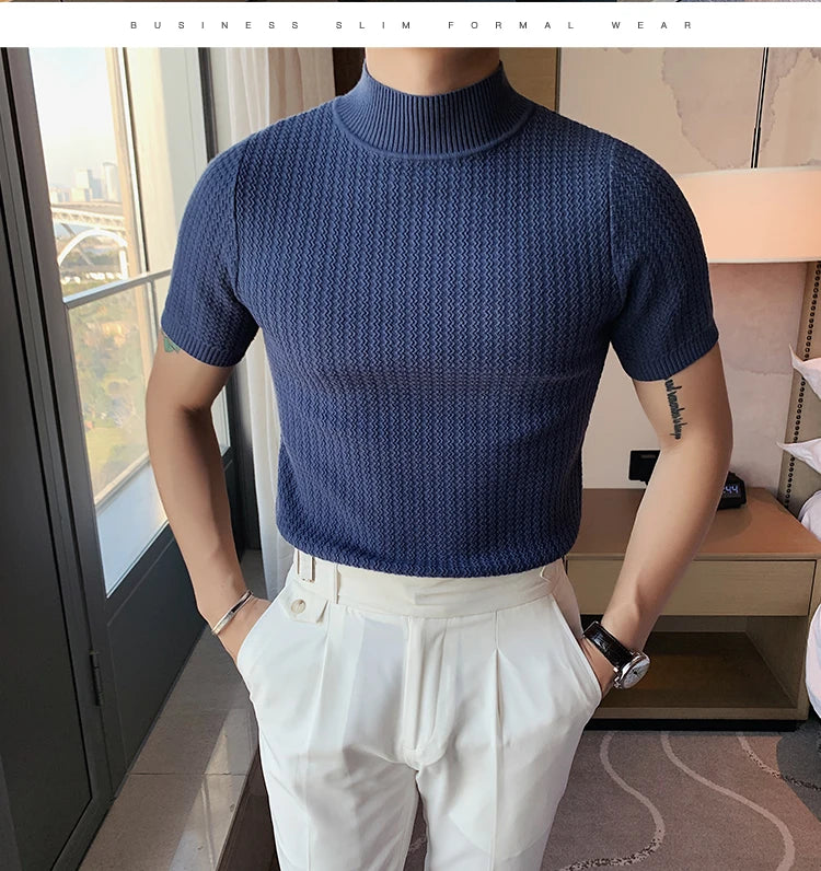 Men’s Slim Fit Turtleneck Sweater – Korean Style Casual Pullover for Autumn & Winter, Luxury Knitwear Available up to 4XL