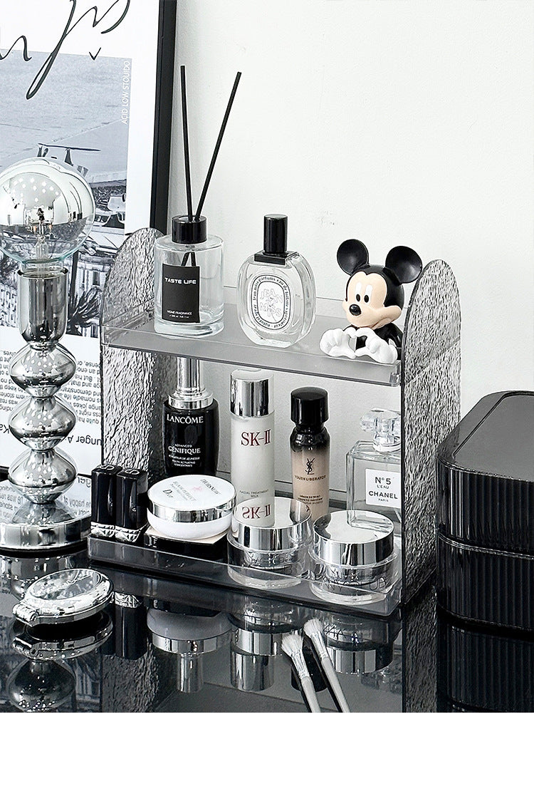 Clear Acrylic Makeup Organizer – Double-Layer Lipstick & Skincare Storage Box, Desktop Display Rack