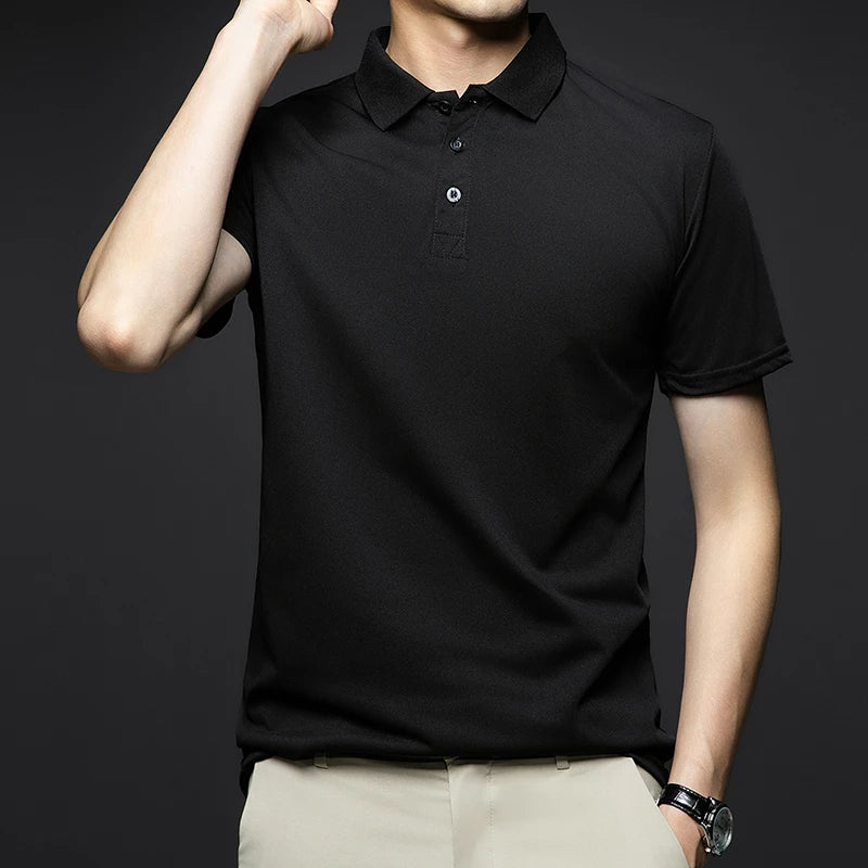 Men's Solid Color Polo Shirt – Summer Short Sleeve, Breathable & Comfortable Casual Top