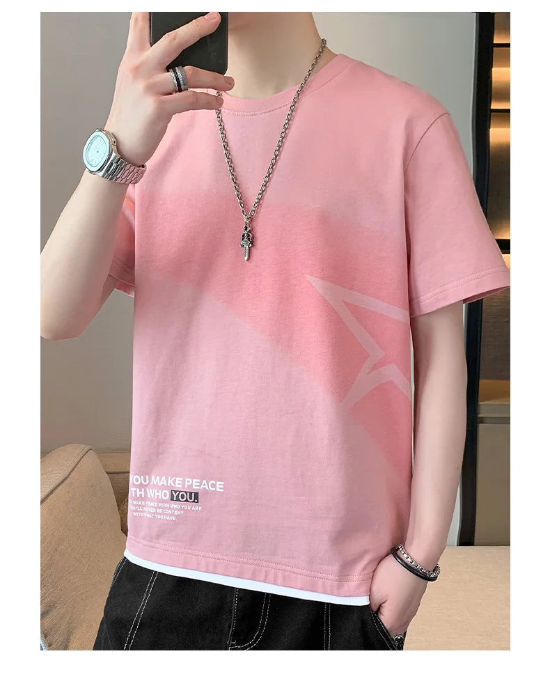 Men’s Loose Fit Letter Print T-Shirt – Harajuku Y2K Streetwear Short Sleeve Casual Tee