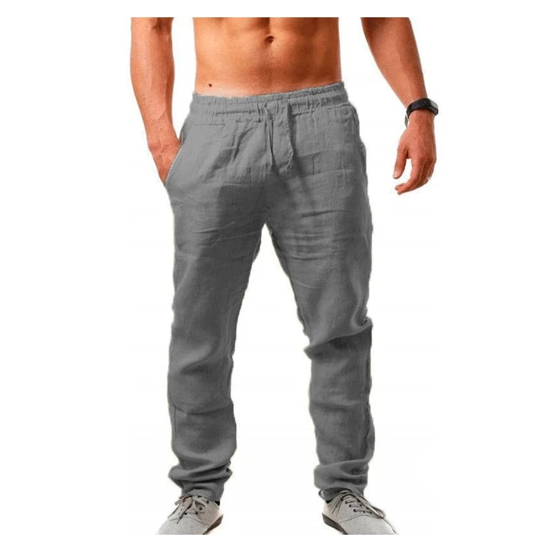2025 Men's Lightweight Cotton-Linen Blend Casual Pants – Breathable, Comfortable Straight-Fit Trousers for Spring & Summer