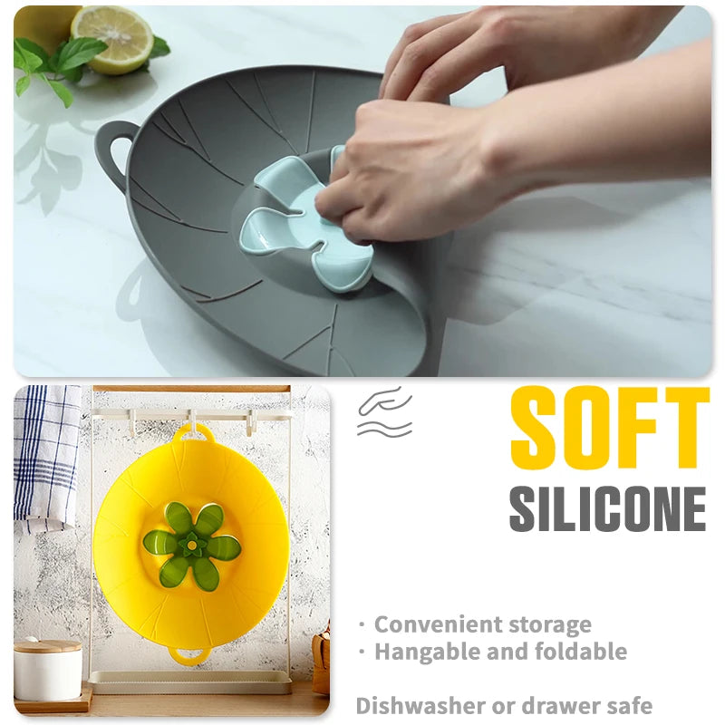 Silicone Spill Stopper Lid – Boil-Over Guard Food-Grade Silicone Pot & Pan Cover for Kitchen Use