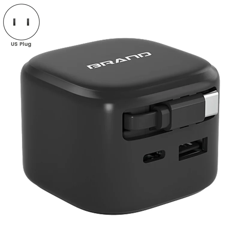 Advanced 35W USB Type-C Retractable Fast Charger | PD Travel Adapter with Lithium Battery Support – US Plug