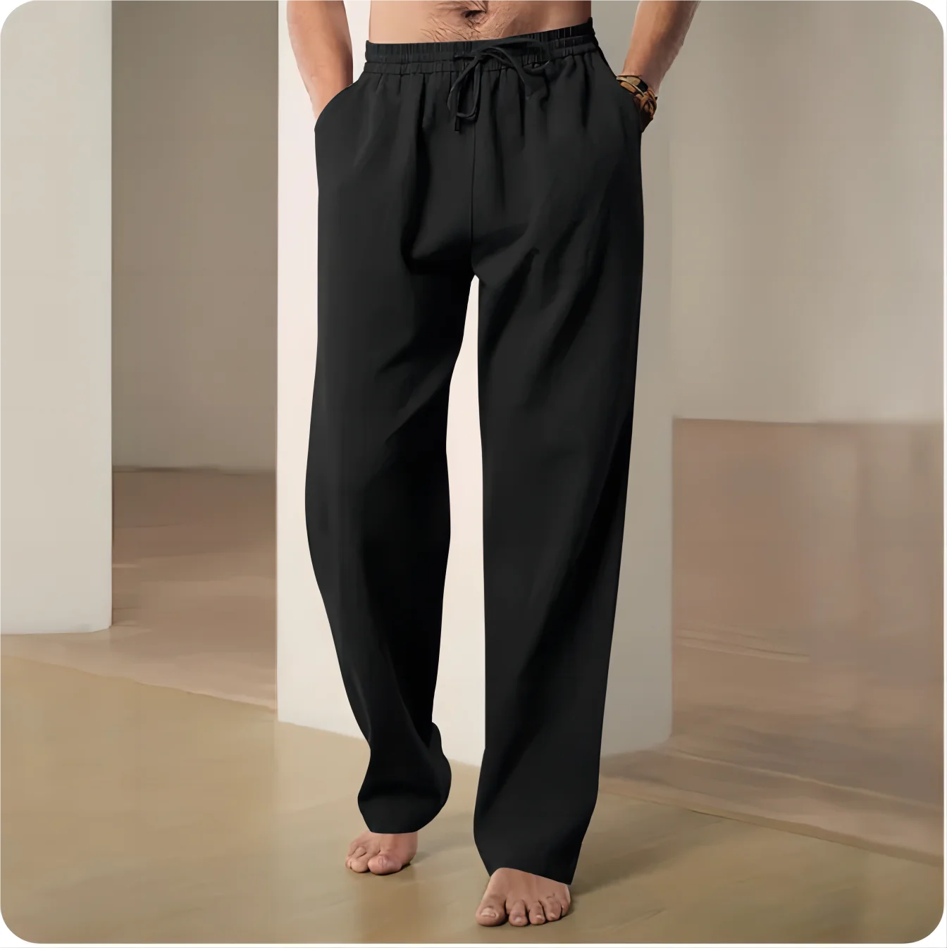 2025 Men's Lightweight Cotton-Linen Blend Casual Pants – Breathable, Comfortable Straight-Fit Trousers for Spring & Summer