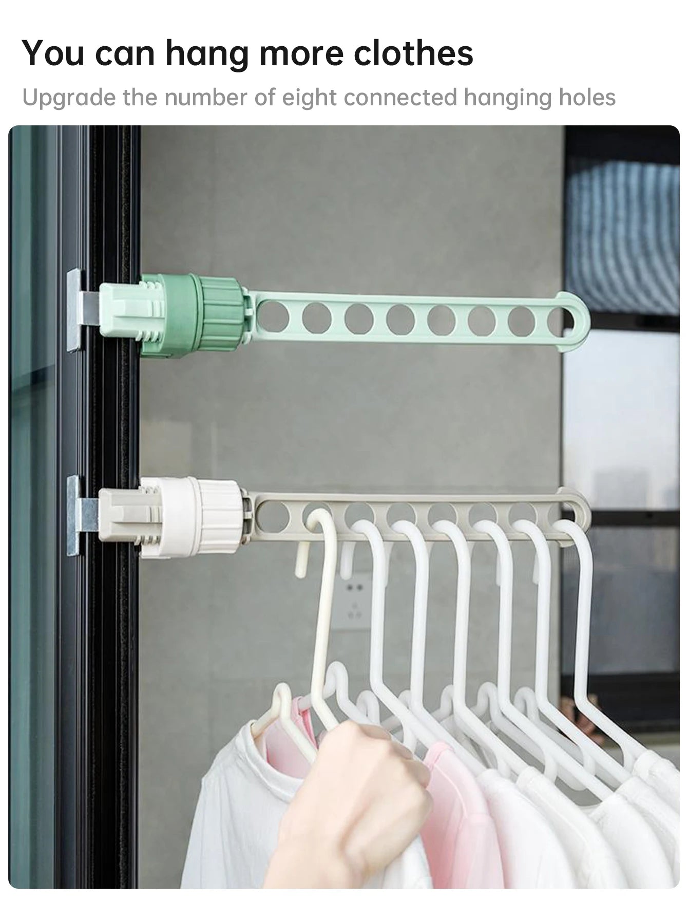 Wall-Mounted Clothes Drying Rack for Balcony & Bathroom – 8-Hole Space-Saving Indoor Laundry Hanger