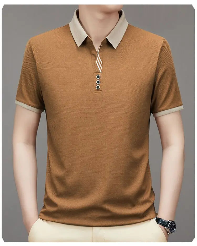 Men’s Classic Solid Short Sleeve Polo Shirt – Breathable Summer Top for Work and Casual Wear