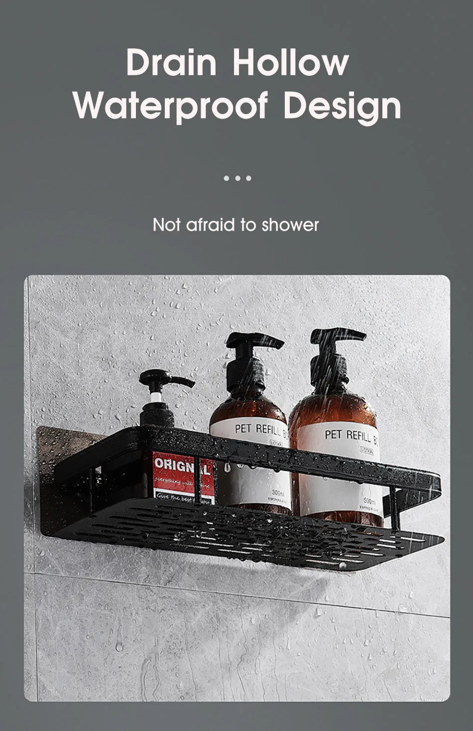 No-Drill Wall-Mounted Bathroom Shelf – Corner Shower Organizer for Shampoo, Toiletries, and Bathroom Essentials