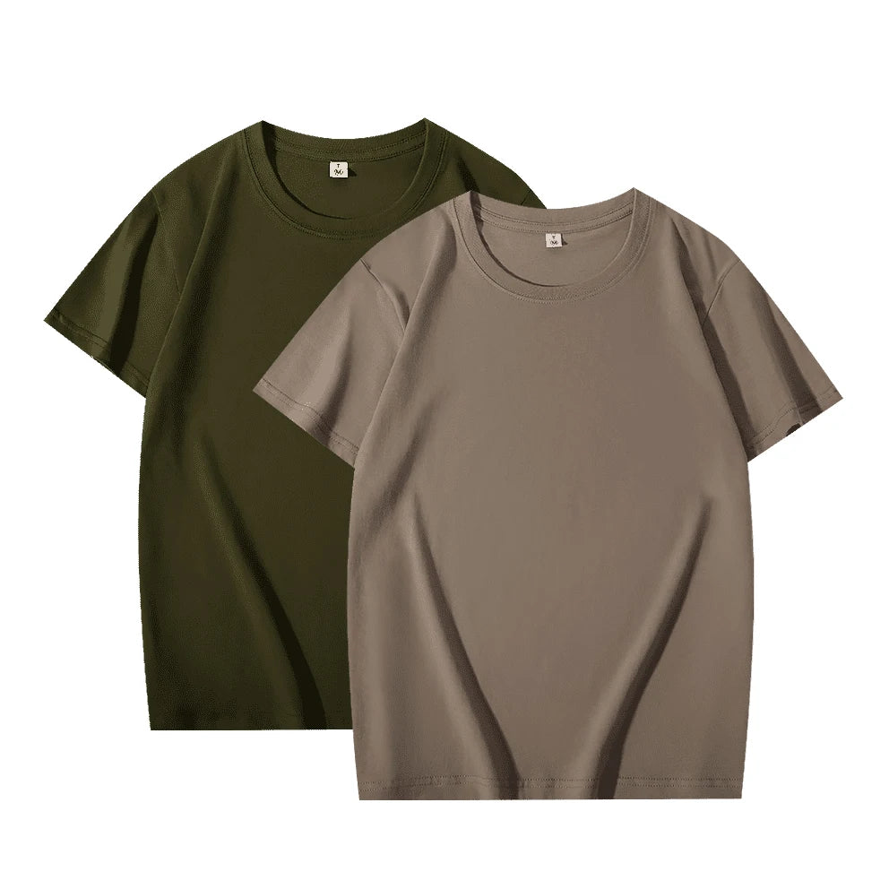 2-Pack Basic Solid Color T-Shirts for Men and Women, 100% Cotton, White and Black, Loose Fit, Short Sleeve, O-Neck, Perfect Couple Tops