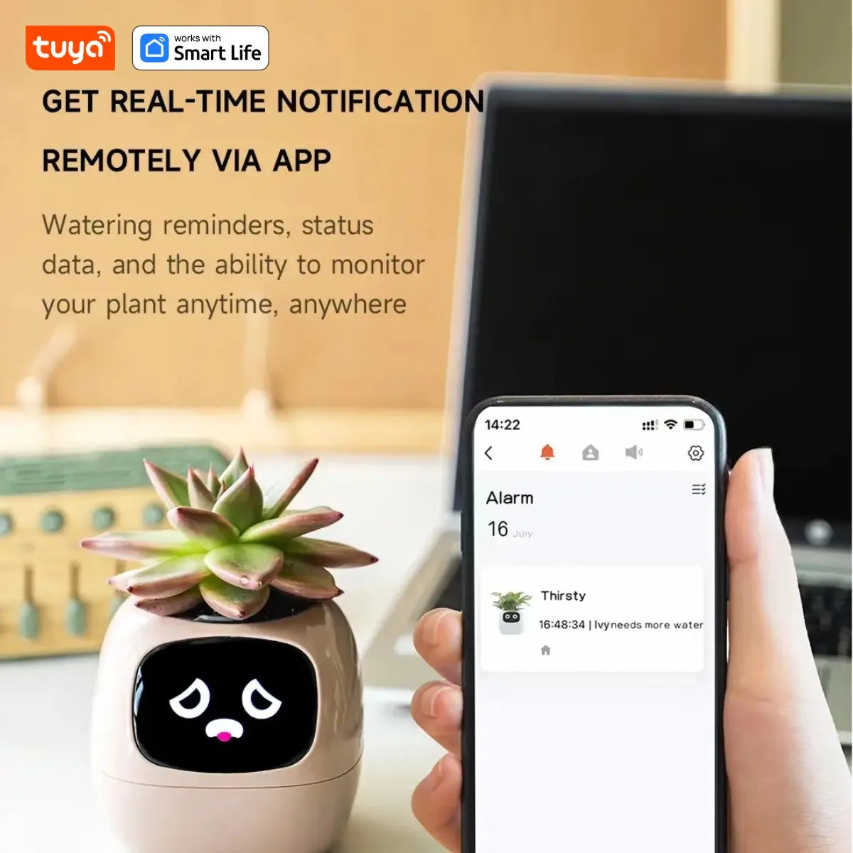 Tuya Ivy AI Smart Flower Pot – 49+ Animated Expressions, 7 Sensors & Intelligent Plant Care