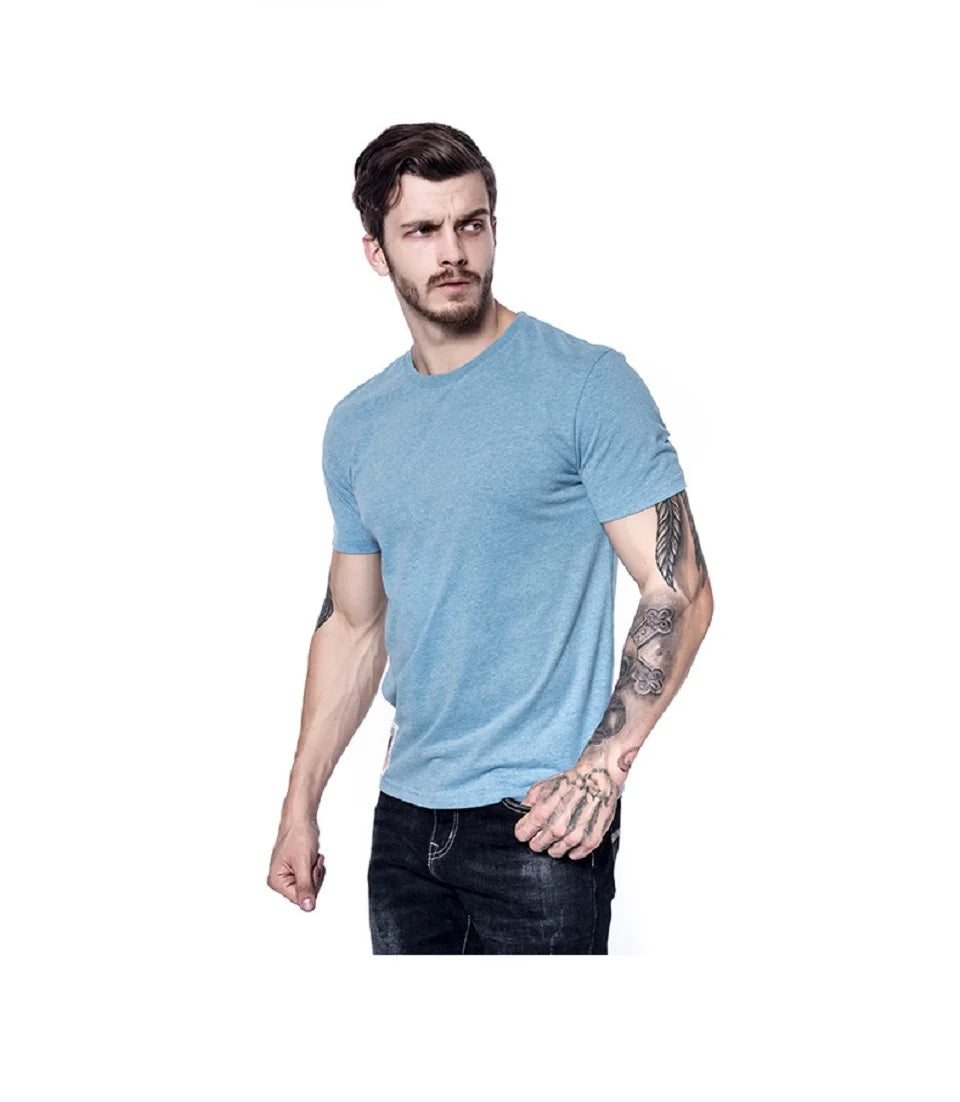 Men’s Classic Solid Color Cotton T-Shirt – Summer 2023 Collection | Casual O-Neck Basic Tee – High-Quality White & Black Short Sleeve Top