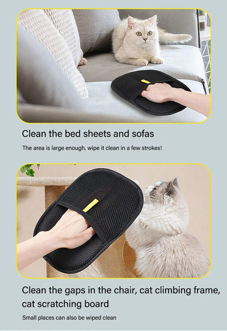 Pet Hair Remover Glove & Brush – Household Hair Cleaning Tool for Cats & Dogs, Lint Scraper for Furniture and Clothing