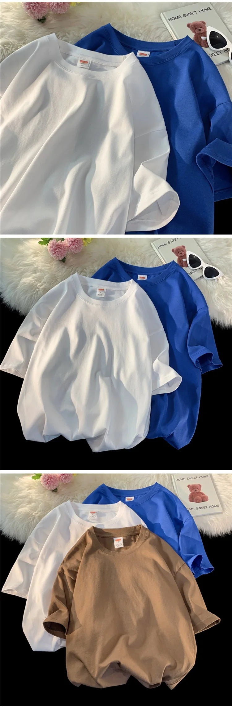 Unisex Oversized Heavyweight Cotton T-Shirt – 260gsm Basic Solid Color Hip-Hop Style Summer Tee