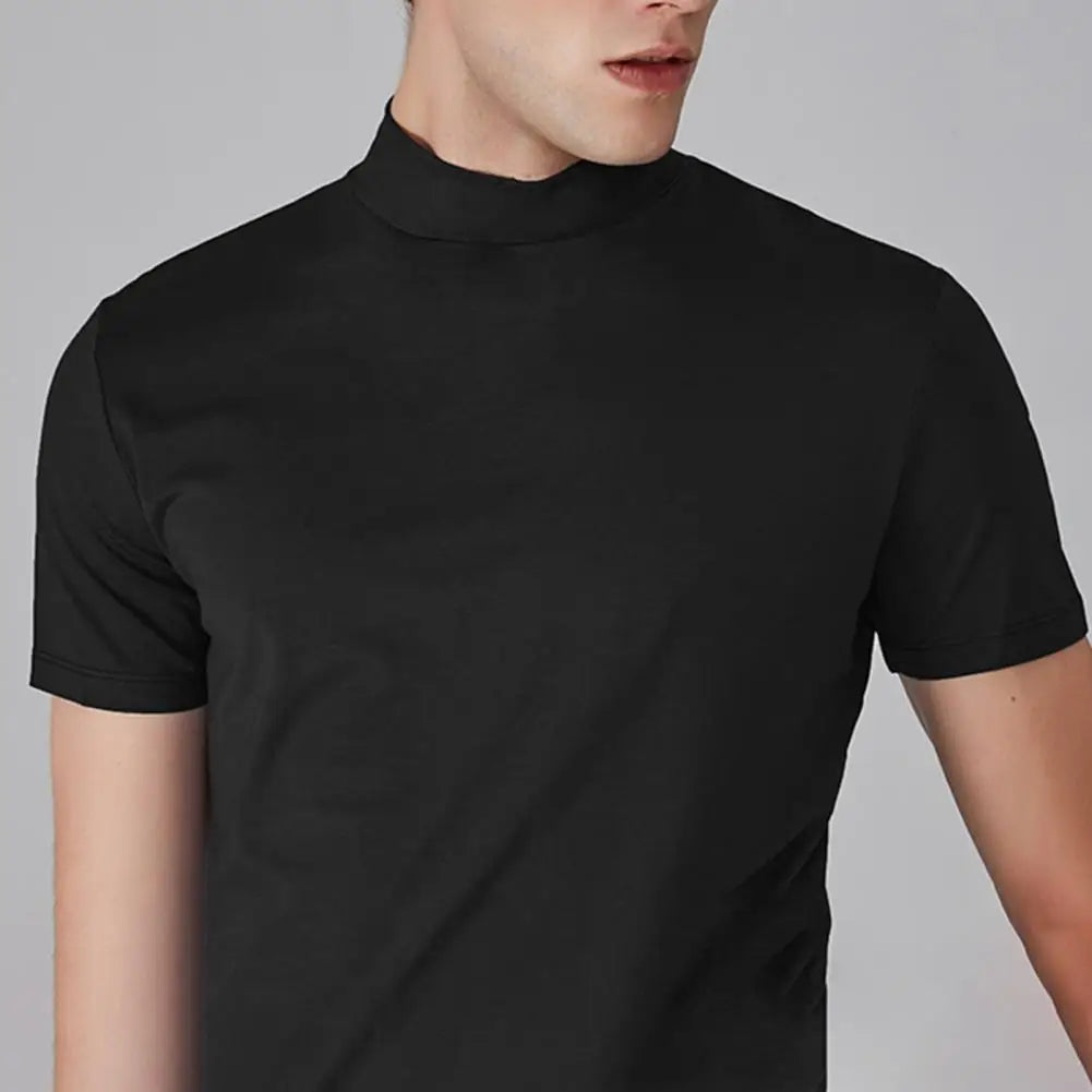 Men’s Slim Fit Half-High Collar Quick-Dry T-Shirt – Short Sleeve Lightweight Summer Sports Tee