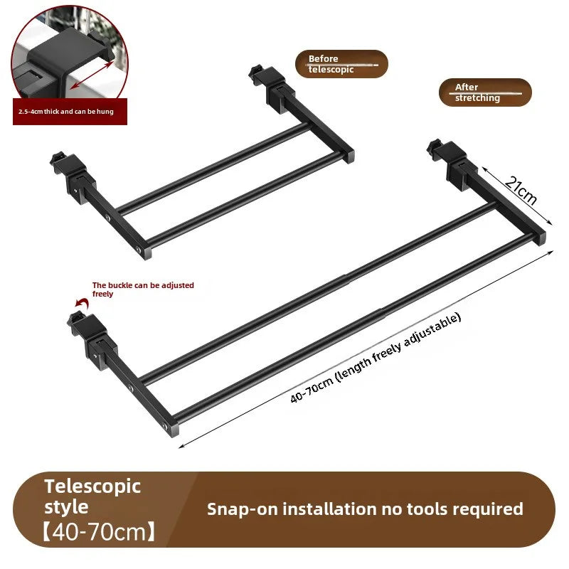 Adjustable Snap-On Drying Rack for Balcony or Window Railings — Space-Saving Clothes Hanger for Indoor/Outdoor Use