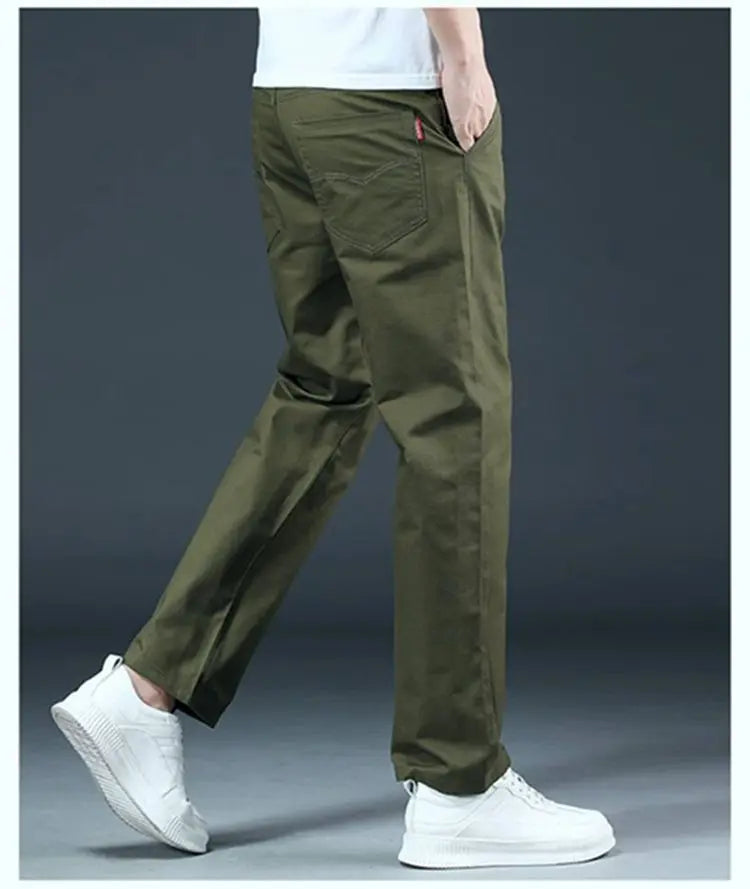 Men's Spring Loose-Fit Cotton Work Trousers – Durable Outdoor Straight-Leg Casual Business Pants 