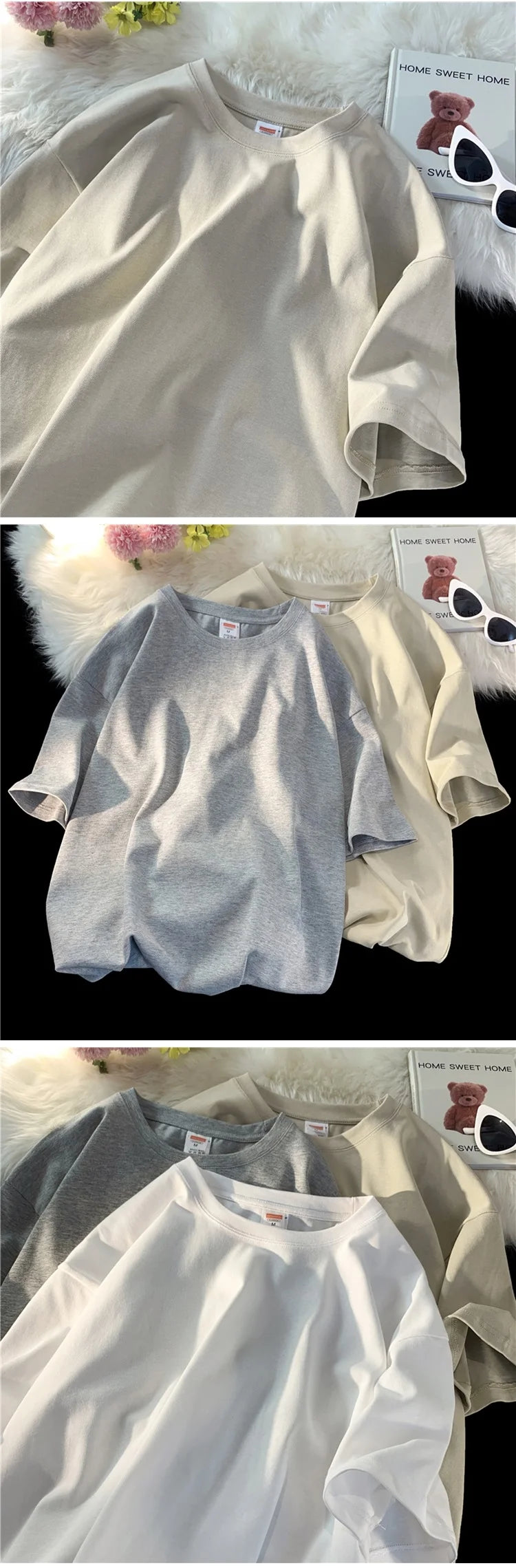 Unisex Oversized Heavyweight Cotton T-Shirt – 260gsm Basic Solid Color Hip-Hop Style Summer Tee