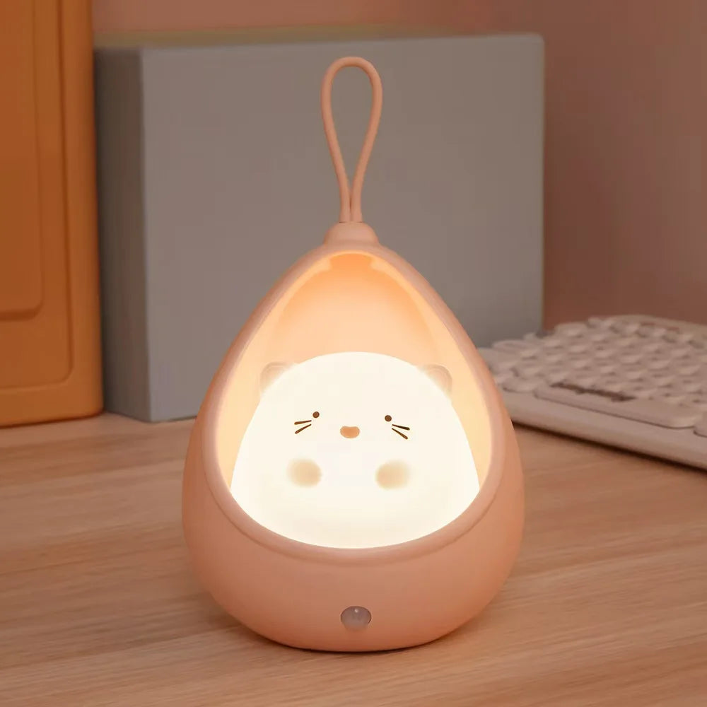 USB Rechargeable Silicone LED Night Light with Motion Sensor – Cute Animal Design for Kids' Bedroom or Nursery Wall