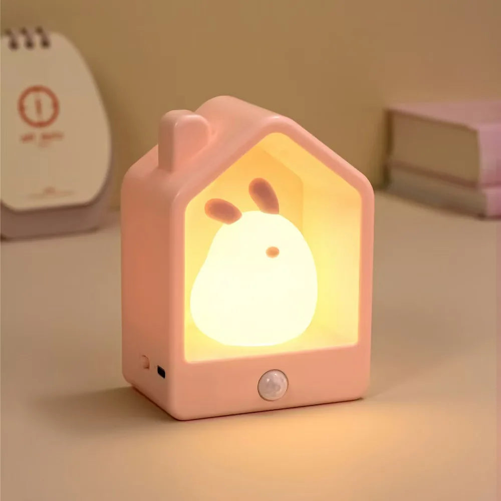 USB Rechargeable Silicone LED Night Light with Motion Sensor – Cute Animal Design for Kids' Bedroom or Nursery Wall