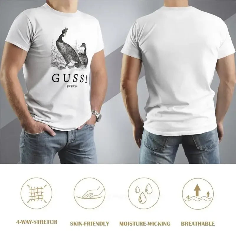 Men’s Cotton T-Shirt with “G U S S I (Geese)” Funny Slogan – Cute Summer Tee for Men